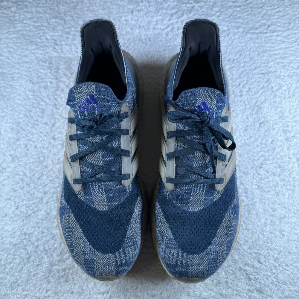 adidas UltraBoost 21 Primeblue Sashiko Blue White Men's Size 10.5 Shoes Sneakers